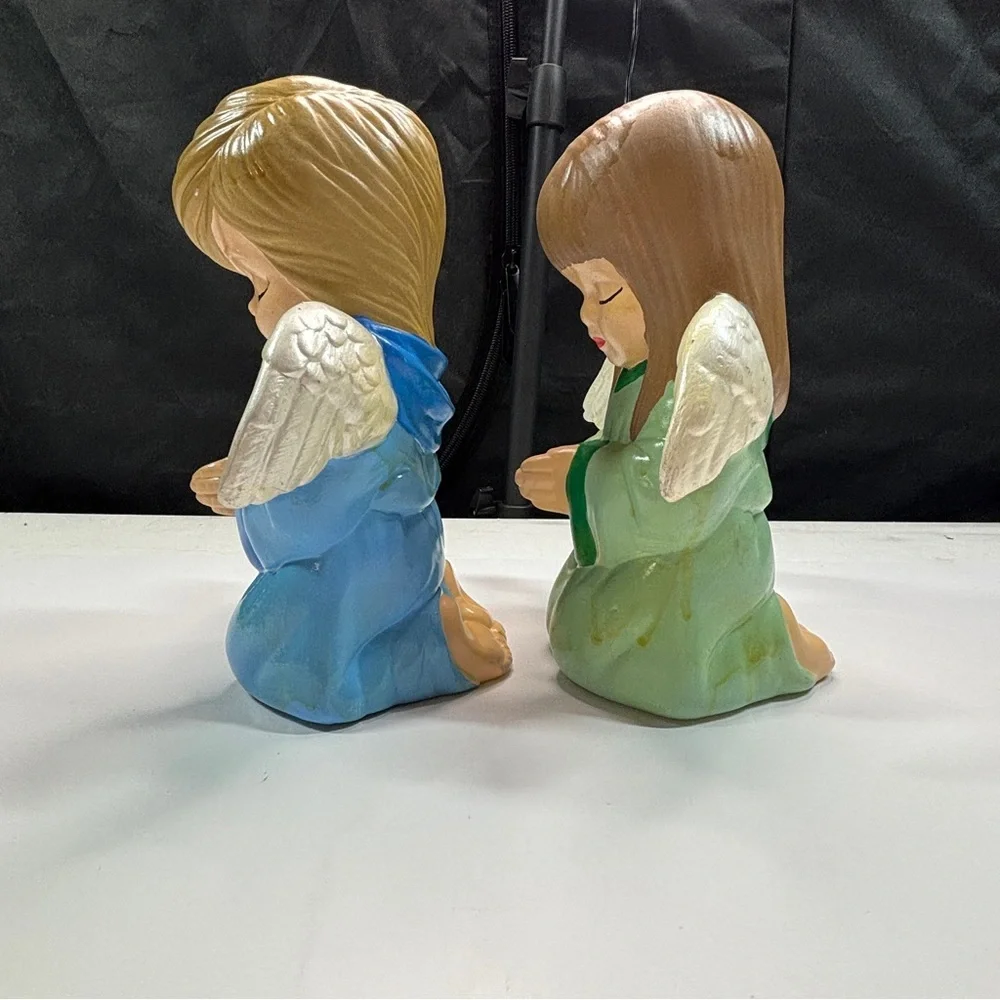 Vintage Scioto Ceramic Set Hand Painted Pastel Children Boy Girl Angels Baby 78